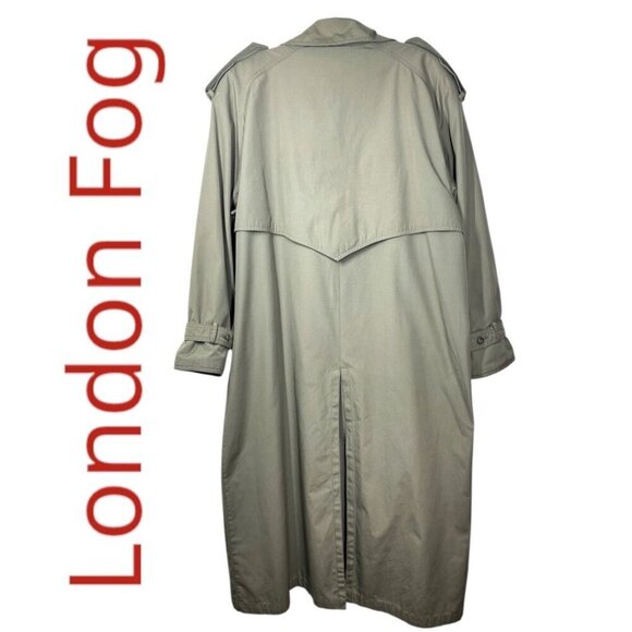 LONDON FOG Vintage Green Longline Trench Coat Wool Lining British Classic, 14 - Picture 7 of 14